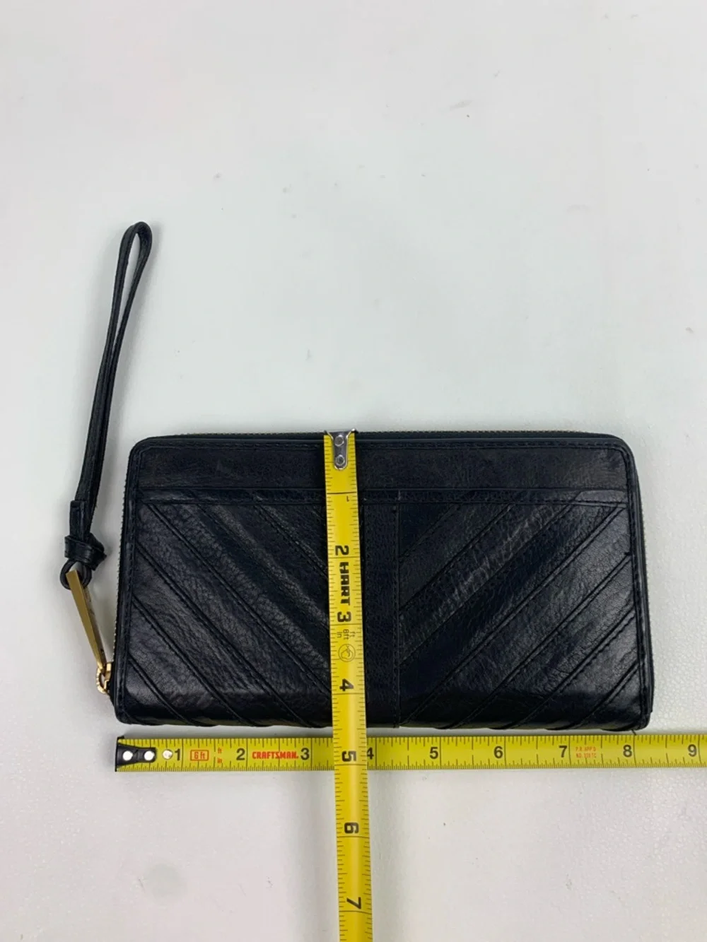 margot Black leather Quilted Wristlet wallet with Gold Hardware zipper NEW